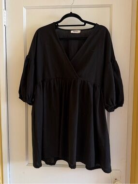 Showpo Black V-Neck Mini Babydoll Dress